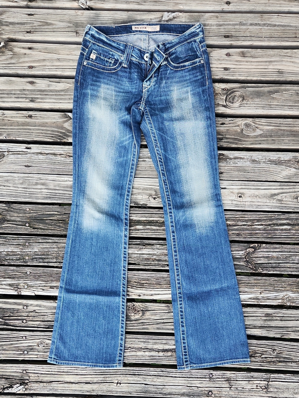Big Star Casey Low Rise Jeans 25L Bootcut Rhinestone Sparkle Y2k Trendy Denim
